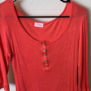 SOLD 3/4 Sleeve Coral Henley Top